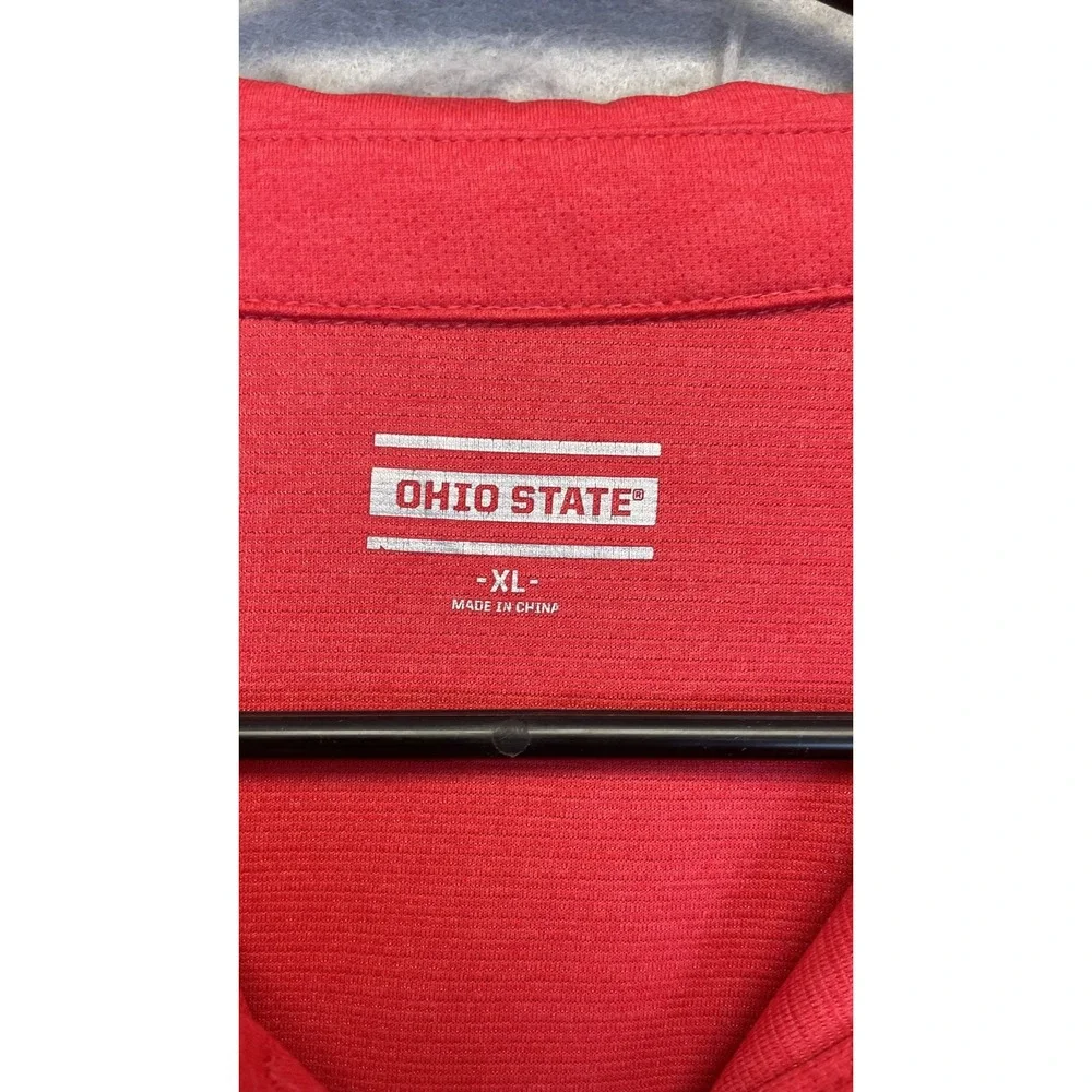 Ohio State Buckeyes Shirt Mens XL Red Gray‎ NCAA College Football Polo Striped